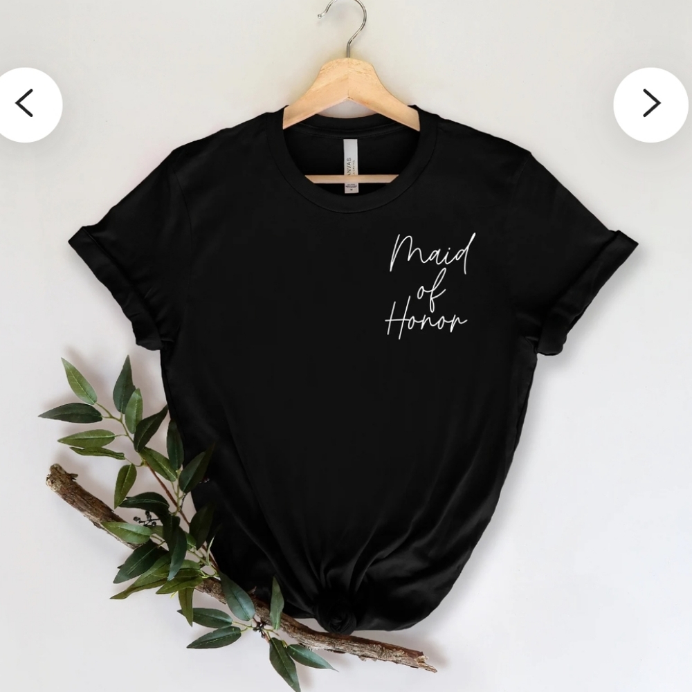 Black XL "Maid of Honor" Bridal Party Shirt